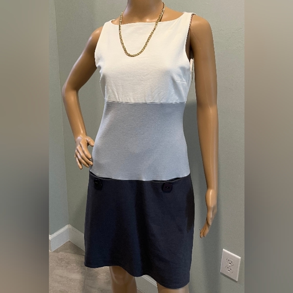 Bailey 44 Colorblock Dress in Cream, Lt Blue & Gray   Size Small  NWT